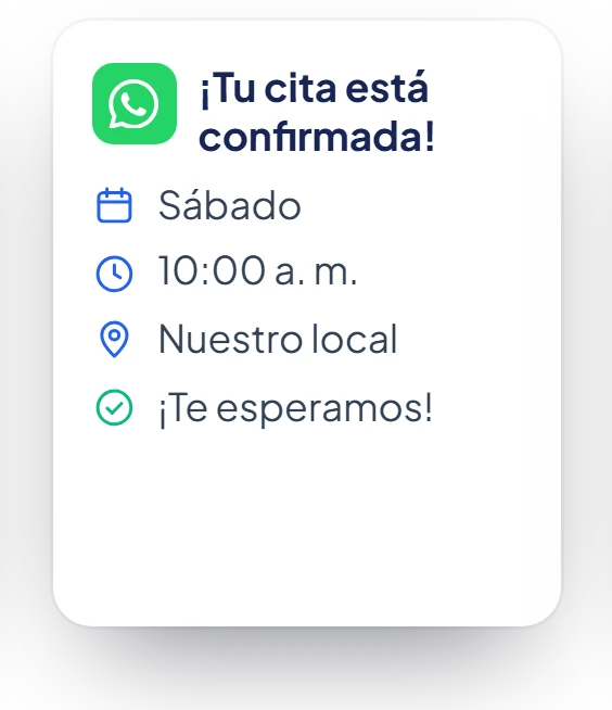 Mensaje de WhatsApp que confirma la cita.
